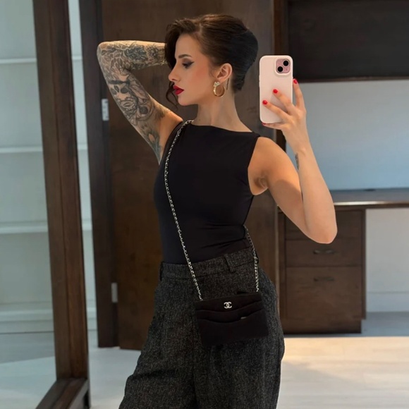 Authentic Pre-Owned Chanel Sac Wallet on Chain Black Jersey - Picture 4 of 11